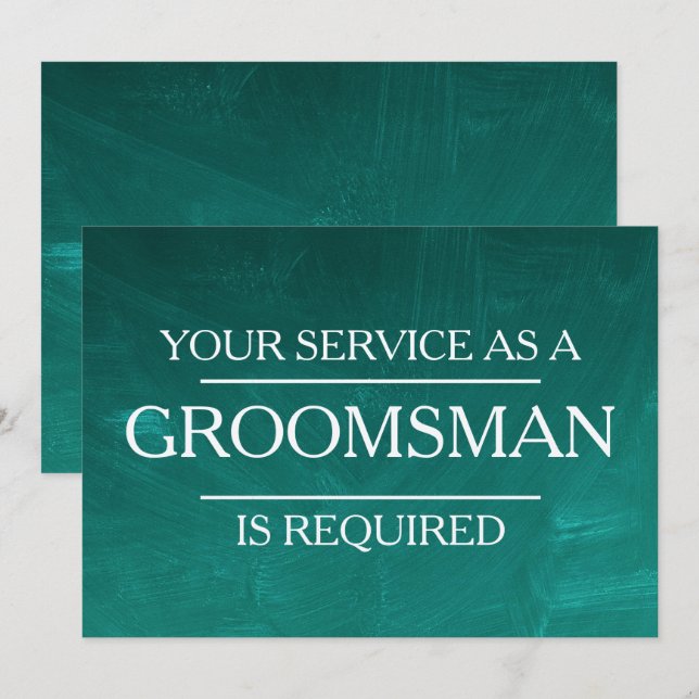 Invitación Chalkboard Su servicio es solicitado como Groomsma (Anverso / Reverso)