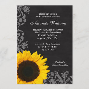 Invitación Chalkboard Sunflower Swils Bridal Shower