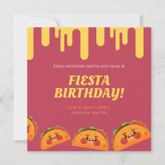 Invitación Chalkboard Taco Twosday Pinata Fiesta 2do cumpleañ