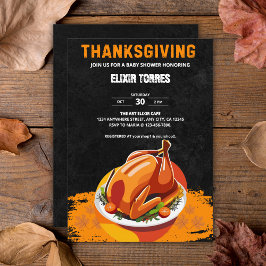 Invitación Chalkboard Thankde Roast Turkey Baby Shower