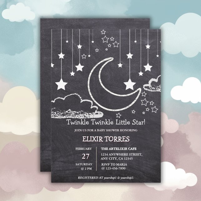 Invitación Chalkboard Twinkle Twinkle Little Star Baby Shower (Subido por el creador)