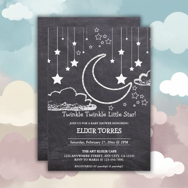 Invitación Chalkboard Twinkle Twinkle Little Star Baby Shower (Subido por el creador)