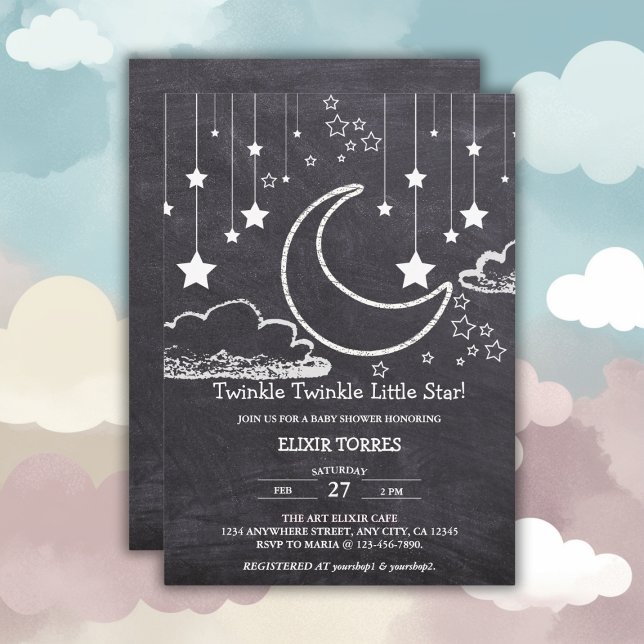 Invitación Chalkboard Twinkle Twinkle Little Star Baby Shower (Subido por el creador)
