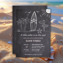 Chalkboard Un Pequeño Surfista Baby Shower