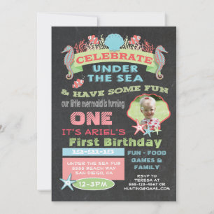 Invitación Chalkboard Under the Sea Birthday Party