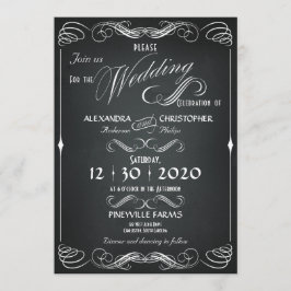 Invitación Chalkboard Vintage audaz Typography Boda Frame