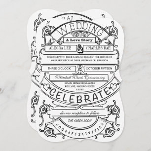 Invitación Chalkboard Vintage Boda de tipografía moderna