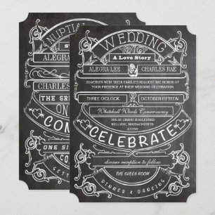 Invitación Chalkboard Vintage Boda de tipografía moderna