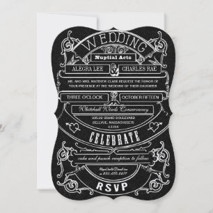 Invitación Chalkboard Vintage Boda de tipografía moderna