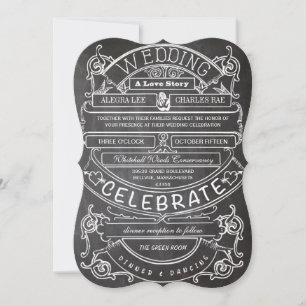 Invitación Chalkboard Vintage Boda de tipografía moderna