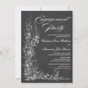 Invitación Chalkboard Vintage Floral Engagement Party