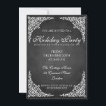 Invitación Chalkboard Vintage Swirls Holiday Party<br><div class="desc">Elegante Chalkboard Vintage Swirls ,  Navidades Fiesta | Fiesta de vacaciones | Plantilla de invitación a cenas. Impresiona a tus amigos con este sofisticado y elegante diseño de invitación. ¡personalizable total!</div>
