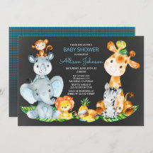 Chalkboard Watercol Cute Safari Jungle Baby Shower