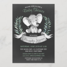 Chalkboard Watercolor Elephant Baby Shower