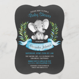 Invitación Chalkboard Watercolor Elephant Boy Baby Shower