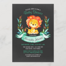 Chalkboard Watercolor Lion Baby Shower
