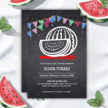 Chalkboard Watermelon Drawing Baby Shower