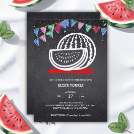Invitación Chalkboard Watermelon Drawing Baby Shower