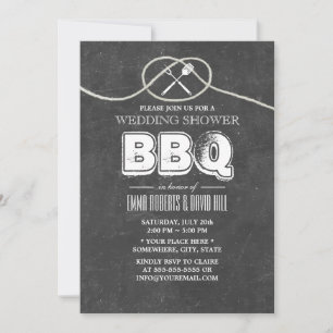 Invitación Chalkboard Wedding Ducha atando al Fiesta Knot BBQ