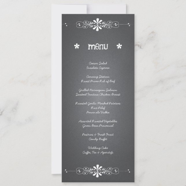 Invitación Chalkboard Wedding Menú de la carta (Anverso)