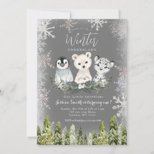Invitación Chalkboard Winter Arctics onederland Snowflakes