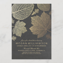 Invitación Chalkboard y hojas de oro caen ducha de novia