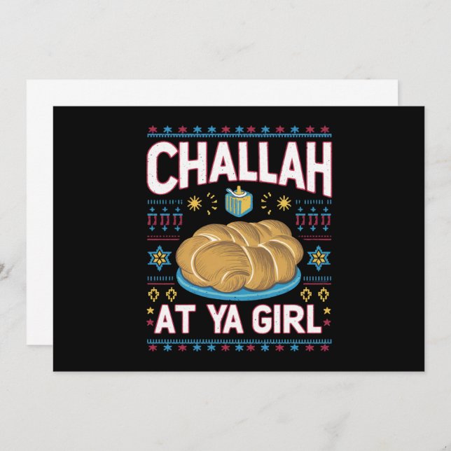 Invitación Challah At Ya Girl Divertida Comida De Hanukkah Ch (Anverso / Reverso)