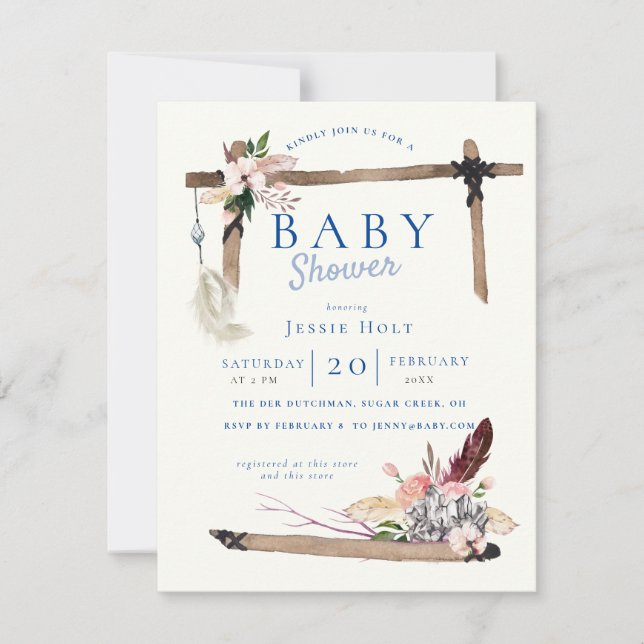Invitación Chambray Boho BabyShower (Anverso)