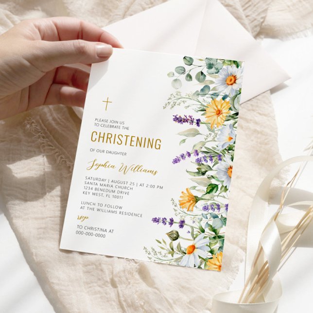 Invitación Chamomile y Eucalyptus Flores silvestres Christeni (Subido por el creador)