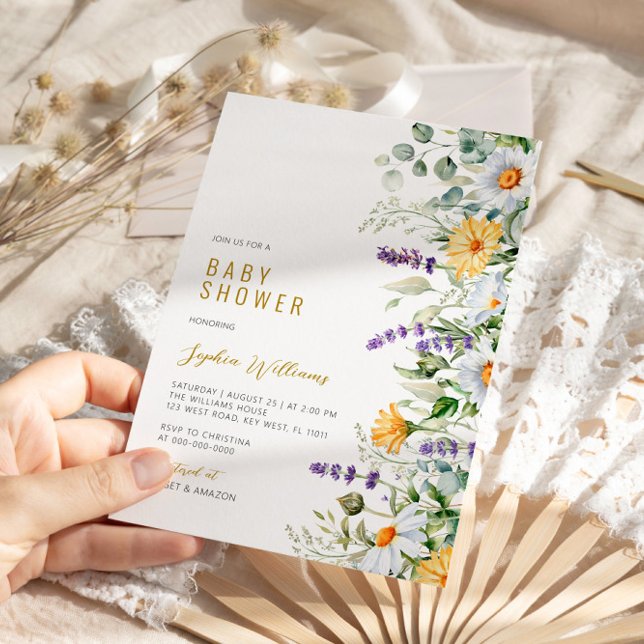 Invitación Chamomile y Eucalyptus Wildflowers Baby Shower (Subido por el creador)