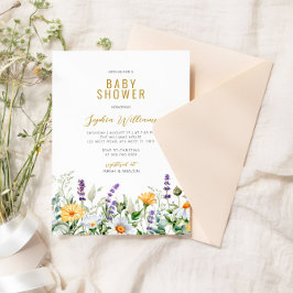 Invitación Chamomile y Eucalyptus Wildflowers Baby Shower