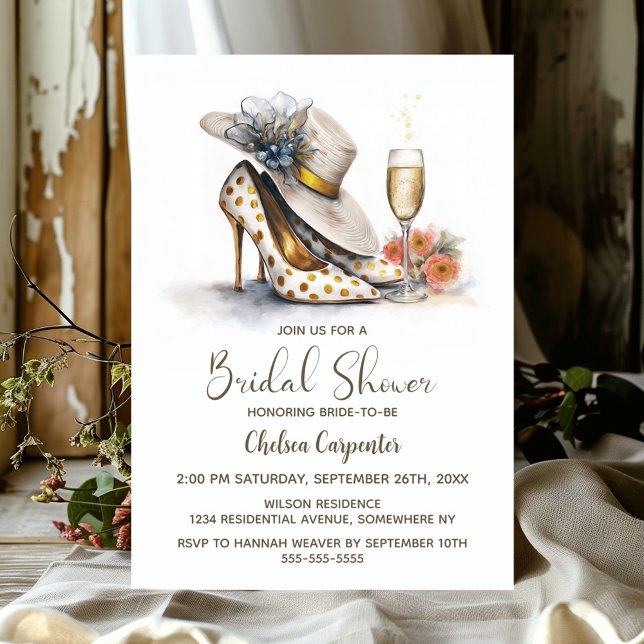 Invitación Champagne and Gold Polka Dot High Heel Shoes (Subido por el creador)