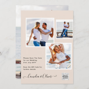 Invitación Champagne Blush PHOTO Wedding Invitation QR Code