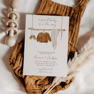 Invitación Champagne Boho para Bebé de Género Neutro para Par