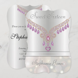 Invitación Champagne Bokeh Sapphire Rosa Sweet Dieciséis