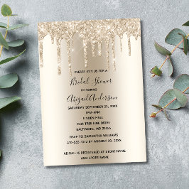 Invitación Champagne Brillo Goteo Despedida de Soltera Glam D