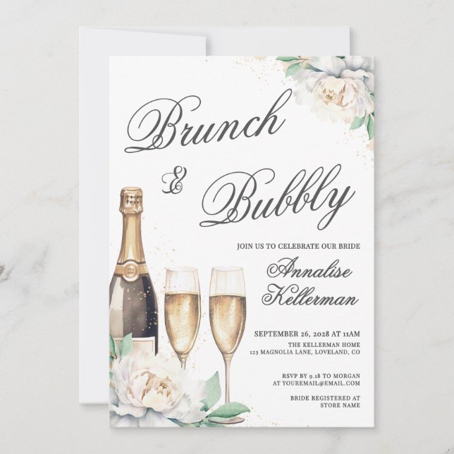 Invitación Champagne Brunch And Bubbly Bridal Shower (Anverso)