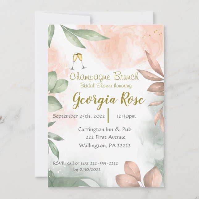 Invitación Champagne brunch bridal shower invitation (Anverso)