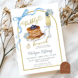 Invitación Champagne Brunch Hortensia Azul Baby Shower