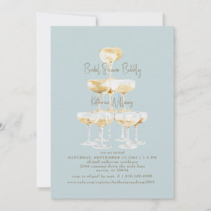Invitación Champagne burbujas para despedida de soltera azul