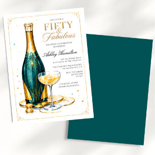 Invitación Champagne Cincuenta y Fabuloso Cumpleaños 50