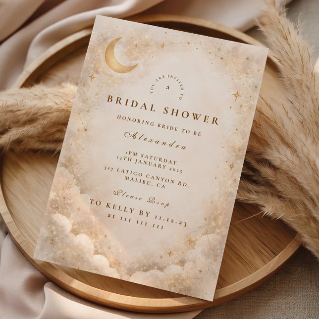 Invitación Champagne Crescent Moon Bridal Shower (Subido por el creador)
