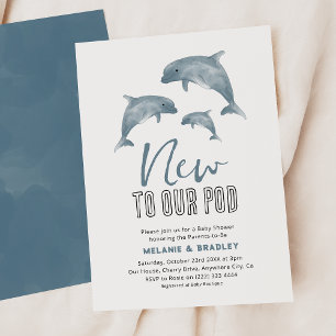 Invitación Champagne de Baby Shower para Pareja de Delfines '