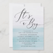 Champagne de Bebé Niño | Script de Acuarela Azul