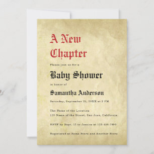 Invitación Champagne de Bebé "Un Nuevo Capítulo" Papel de Per