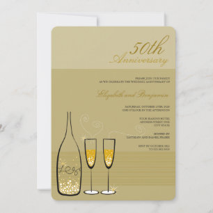 Invitación Champagne de oro celebra 50 años de Boda