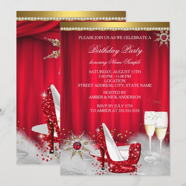 Invitación Champagne de oro de copo de nieve de alto nivel ro (Anverso / Reverso)