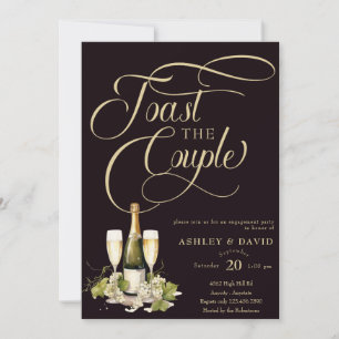 Invitación Champagne de oro   Tosta   Parte de compromiso