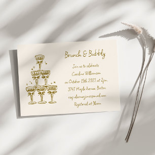 Invitación Champagne Dorado Brunch Burbujeante Desayuno