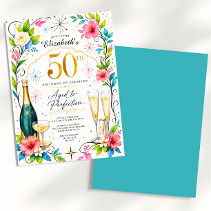 Invitación Champagne Envejecido a la Perfección Cumpleaños 50